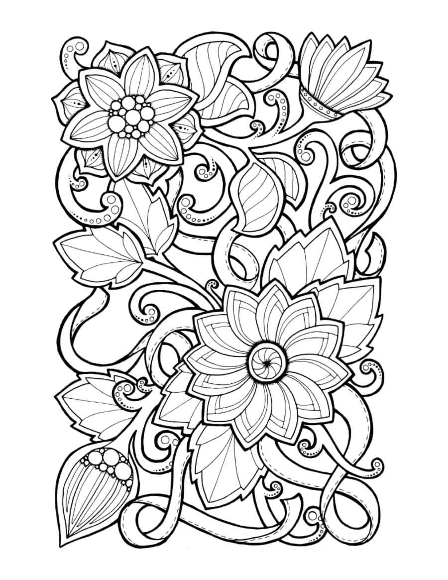 Adult Flower Coloring Doodle Kids Coloring Pages Pdf Free Vectors